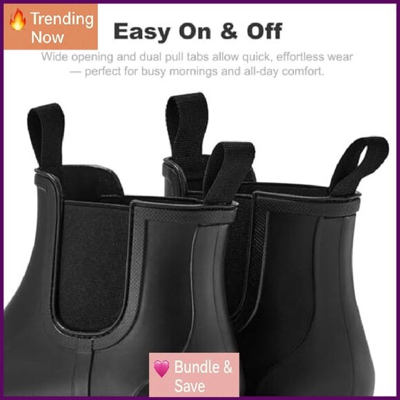 Orthopedic Wide Width Waterproof Chelsea Rain Boots Women's Non-Slip Work Shoes - Picture 6 of 8